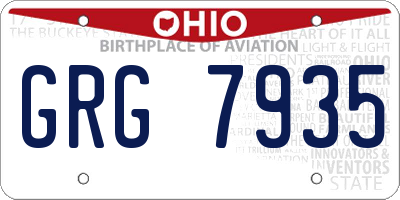 OH license plate GRG7935