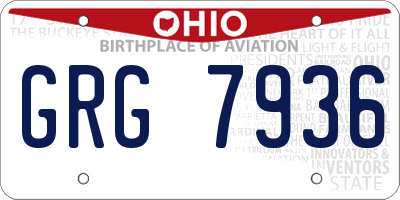 OH license plate GRG7936
