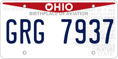 OH license plate GRG7937