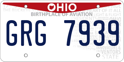 OH license plate GRG7939