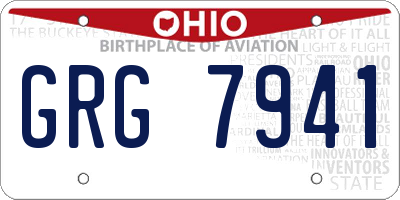 OH license plate GRG7941