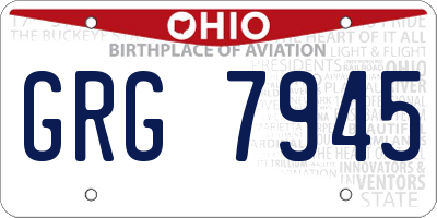 OH license plate GRG7945