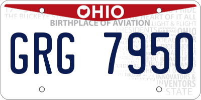 OH license plate GRG7950