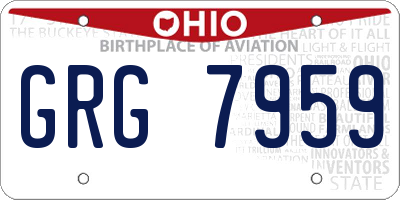 OH license plate GRG7959
