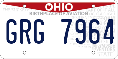 OH license plate GRG7964