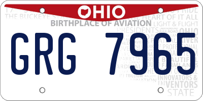 OH license plate GRG7965