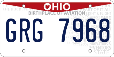 OH license plate GRG7968