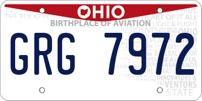 OH license plate GRG7972
