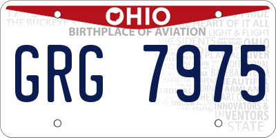 OH license plate GRG7975