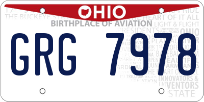 OH license plate GRG7978