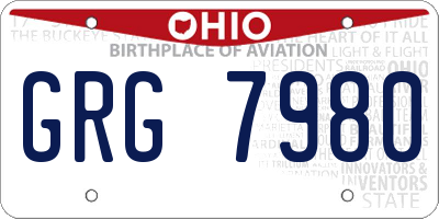 OH license plate GRG7980
