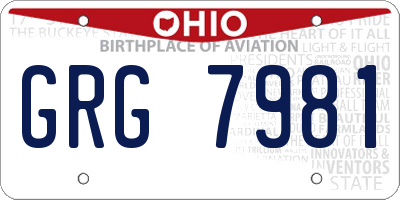OH license plate GRG7981