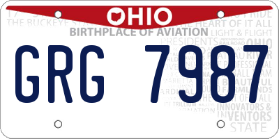 OH license plate GRG7987