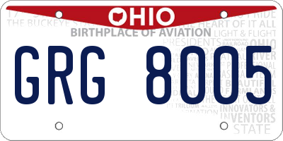 OH license plate GRG8005