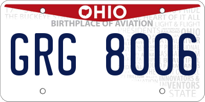 OH license plate GRG8006