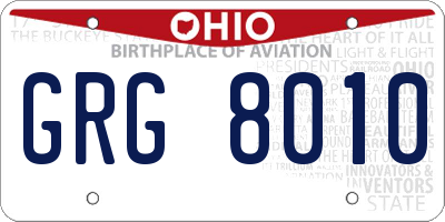 OH license plate GRG8010