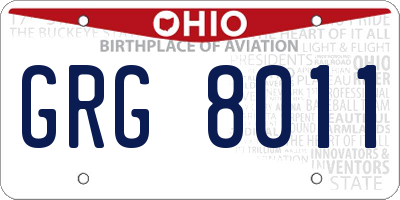 OH license plate GRG8011