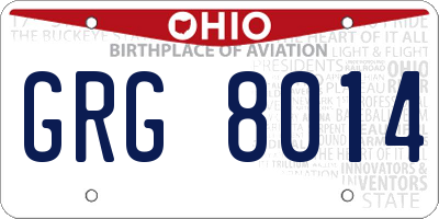 OH license plate GRG8014