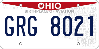 OH license plate GRG8021