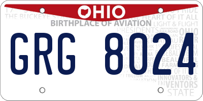 OH license plate GRG8024