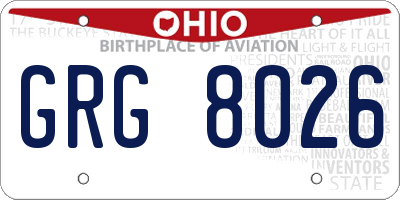 OH license plate GRG8026