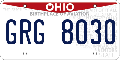 OH license plate GRG8030