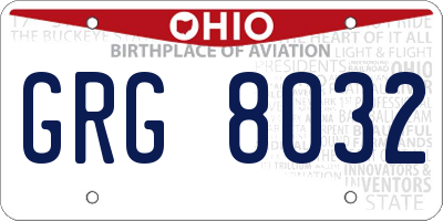 OH license plate GRG8032