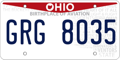 OH license plate GRG8035