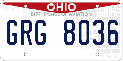OH license plate GRG8036