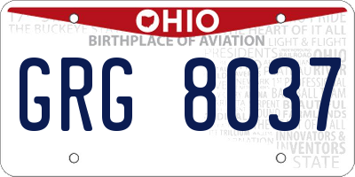 OH license plate GRG8037