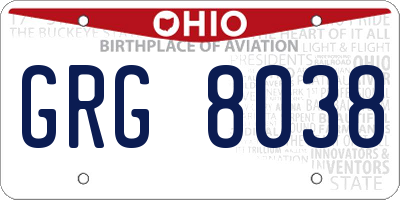 OH license plate GRG8038