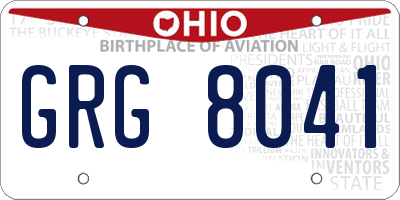 OH license plate GRG8041