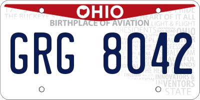 OH license plate GRG8042
