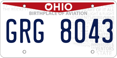 OH license plate GRG8043
