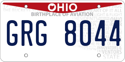 OH license plate GRG8044