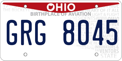 OH license plate GRG8045