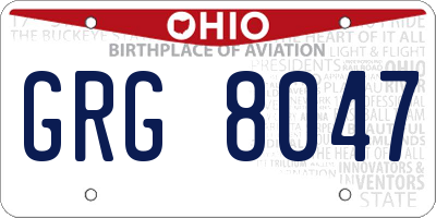 OH license plate GRG8047