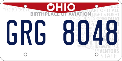 OH license plate GRG8048