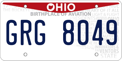 OH license plate GRG8049