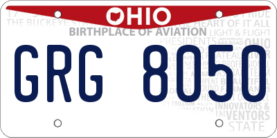 OH license plate GRG8050