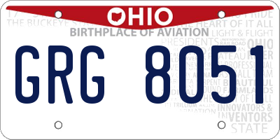 OH license plate GRG8051