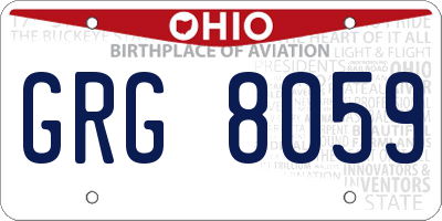 OH license plate GRG8059