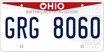 OH license plate GRG8060