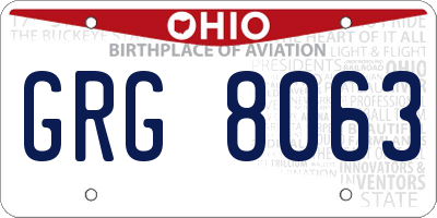 OH license plate GRG8063