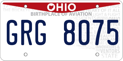 OH license plate GRG8075