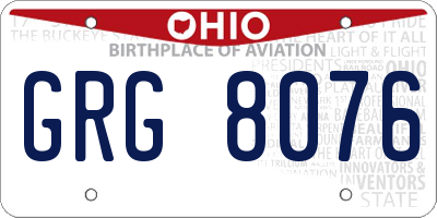 OH license plate GRG8076