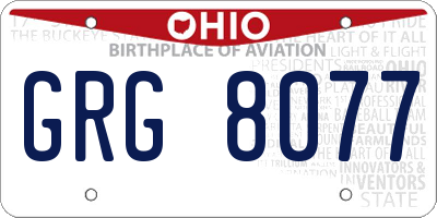OH license plate GRG8077