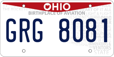 OH license plate GRG8081