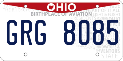 OH license plate GRG8085