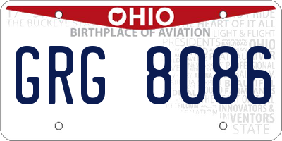 OH license plate GRG8086